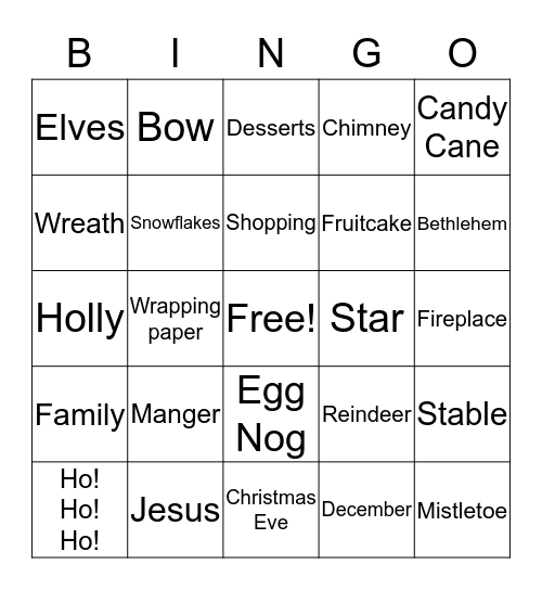 CHRISTMAS BINGO Card
