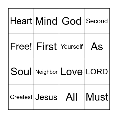Matthew 22:37-39 Bingo Card
