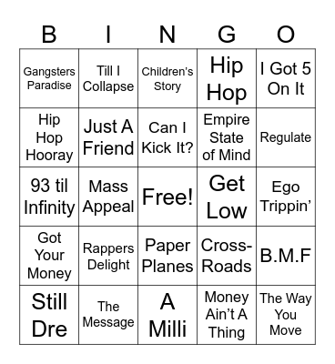Hip Hop Hey Ho! Bingo Card