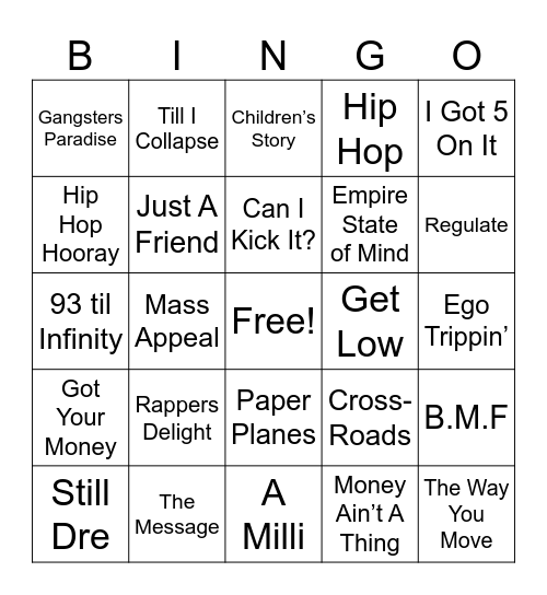 Hip Hop Hey Ho! Bingo Card