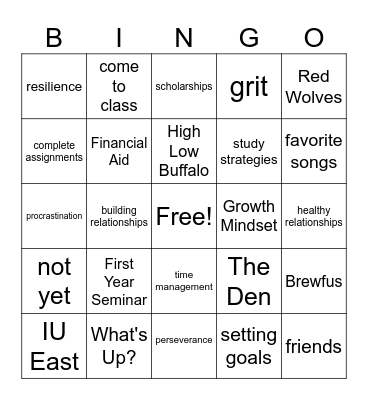 FYS Bingo! Bingo Card