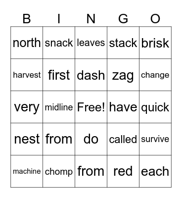 Season of Change Bingo Card