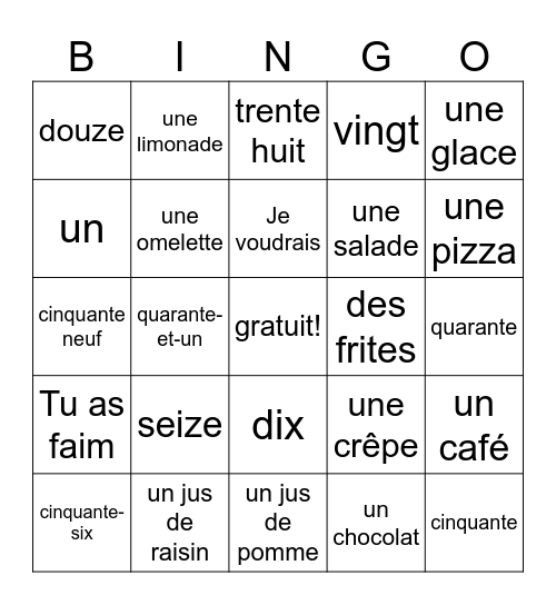 Emma Mark Bingo Card