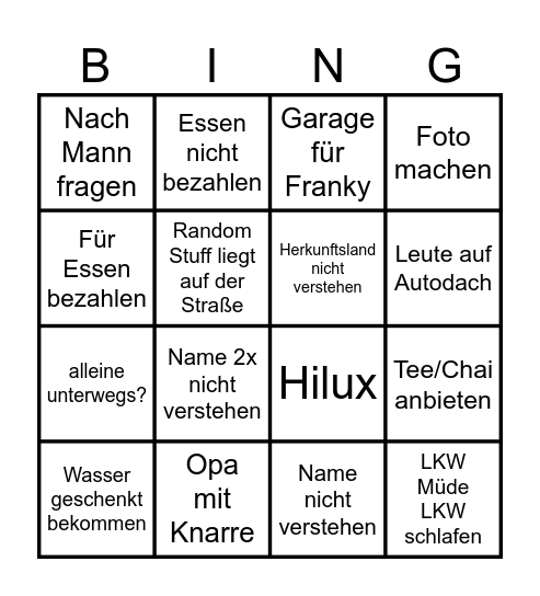 Itchi Boots Bingo Card
