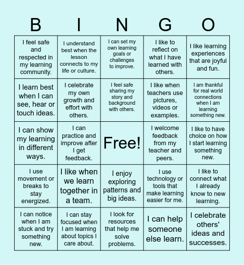 UDL  24/7 Bingo Card