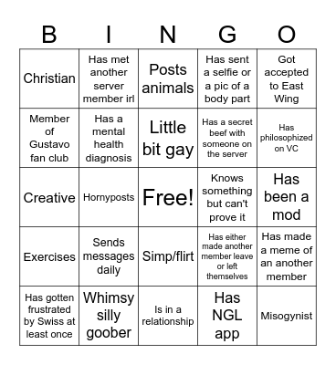 Midnight Sun +18 Bingo Card