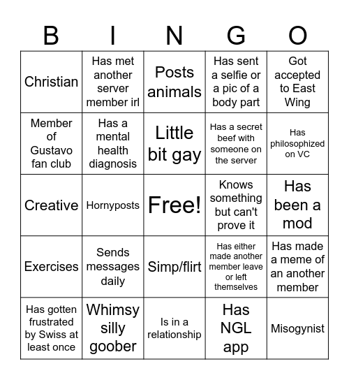 Midnight Sun +18 Bingo Card
