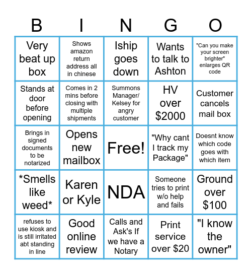 Store 2112 Bingo Card
