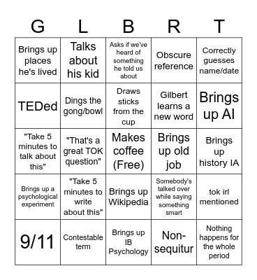 TOK Bingo V2 Bingo Card
