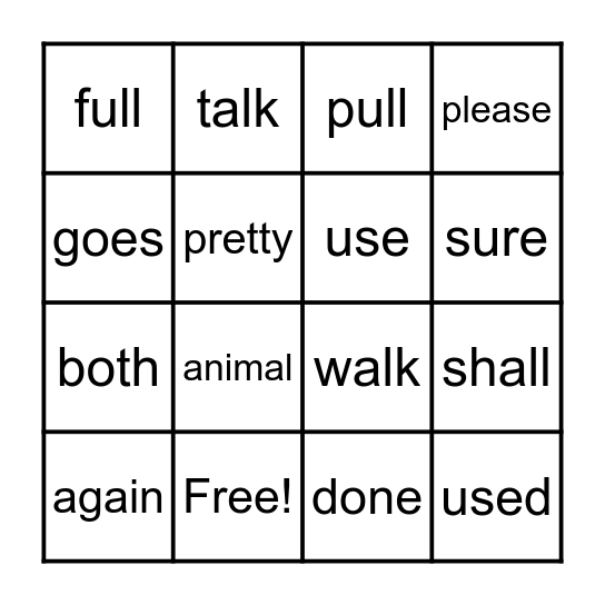 Fundations Trick Words 1-4 Bingo Card