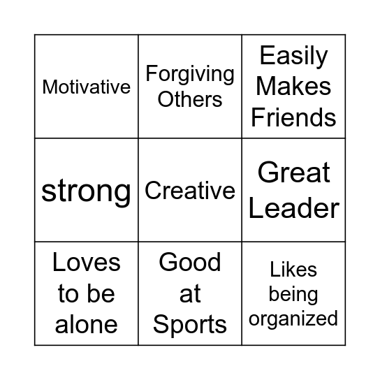 Strength Bingo Card