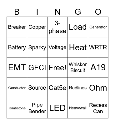 Electrician Bingo Card