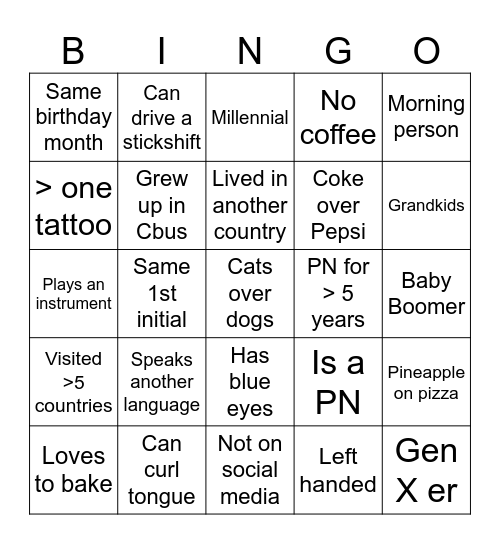 PN Bingo Card