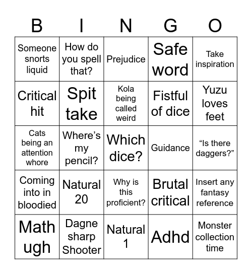 DND bingo : ) Bingo Card
