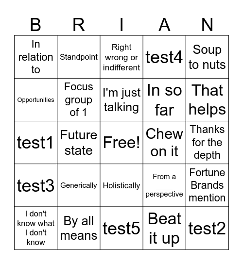 Brian Bingo Card