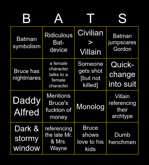 BATMAN BINGO Card