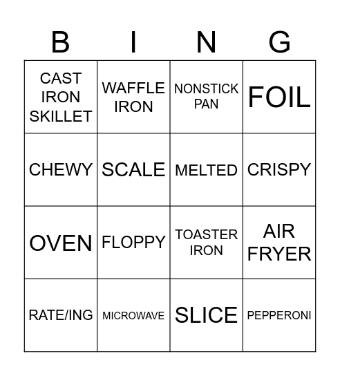 Pizza Bingo Card