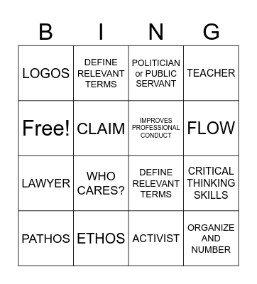 DEBATE BINGO Card