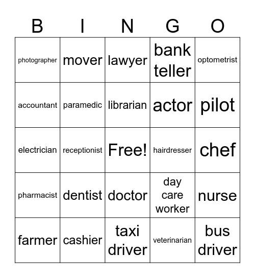 Employment Bingo Card