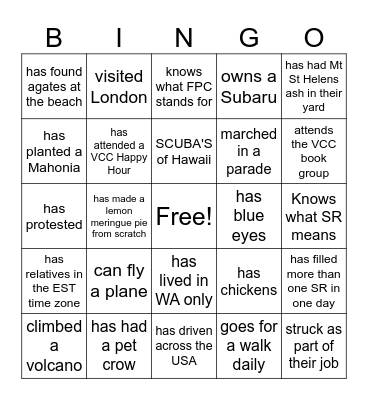 Find Someone Who . . . Bingo Card