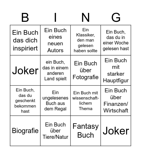 BOOK Bingo Card