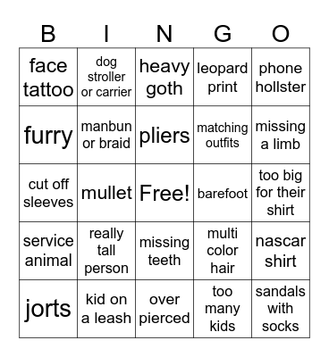 Dizzy People Watching BINGO Card