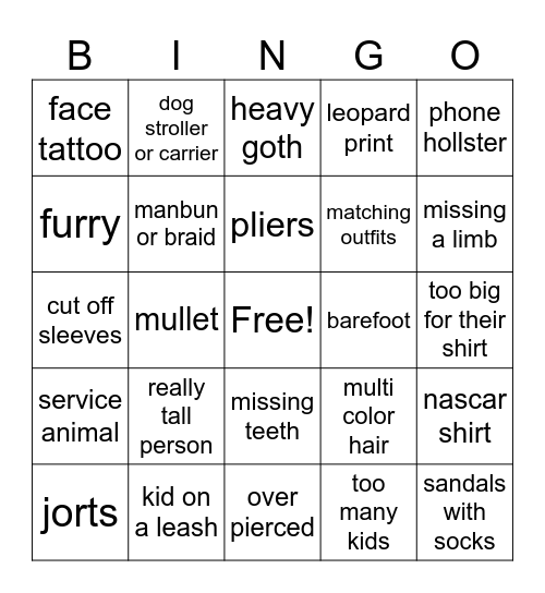 Dizzy People Watching BINGO Card