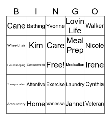 Attentive Home Care Bingo Card