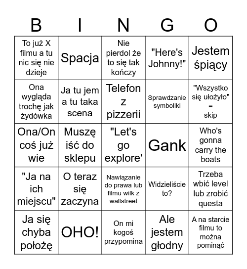 Dawid Bingo Card