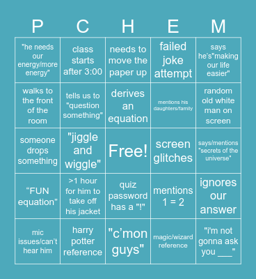 Chopra-ism BINGO Card
