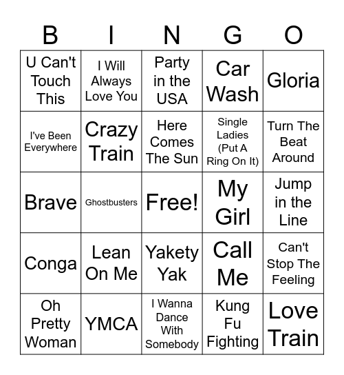 All STAR Musical Bingo Card