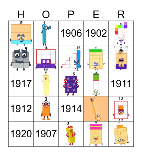 Number blocks Bingo Card