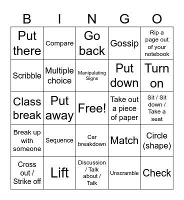 Unit 2 Bingo Card