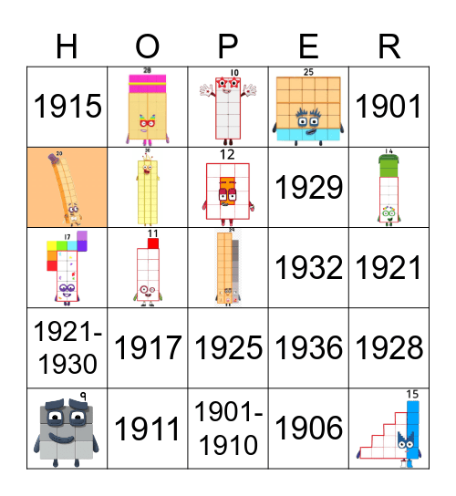 Number blocks Bingo Card