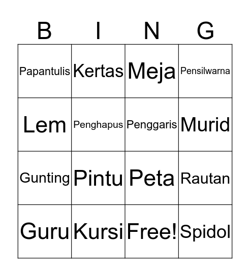 Di Kelas Bahasa Indonesia, Ada........ Bingo Card