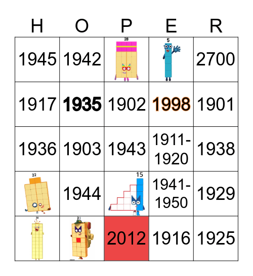 Number blocks Bingo Card