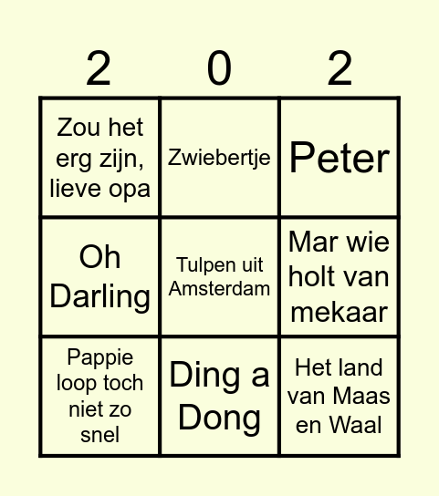 Jubilarissen Muziekbingo Bergeijk Bingo Card