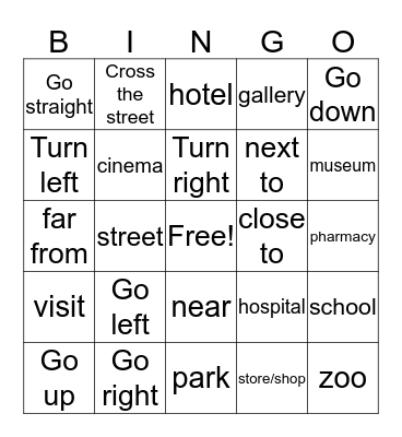 Directions  Bingo Card