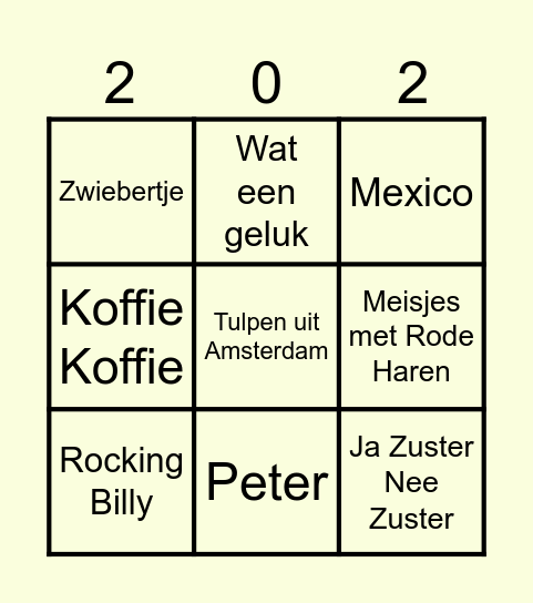 Jubilarissen Muziekbingo Bergeijk Bingo Card