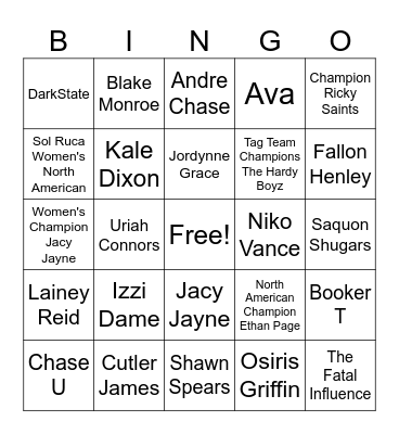 NXT Bingo Card