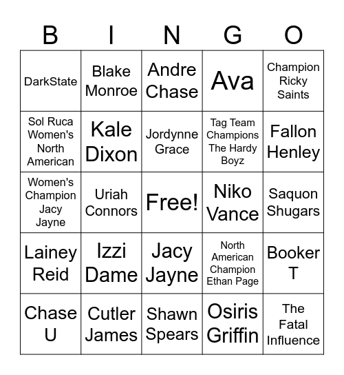 NXT Bingo Card