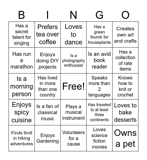 Finance Department BINGO Card