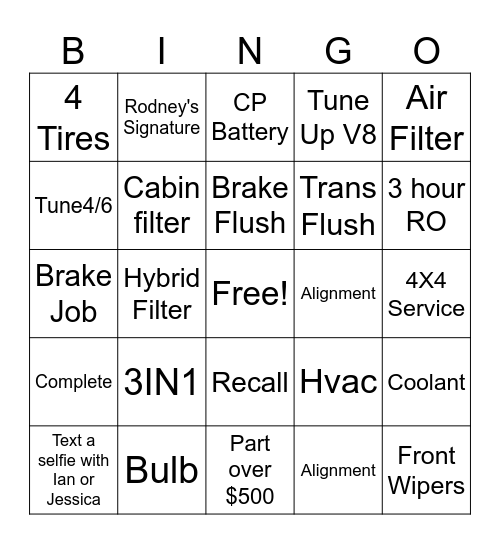 10/15 $100 Bingo Card