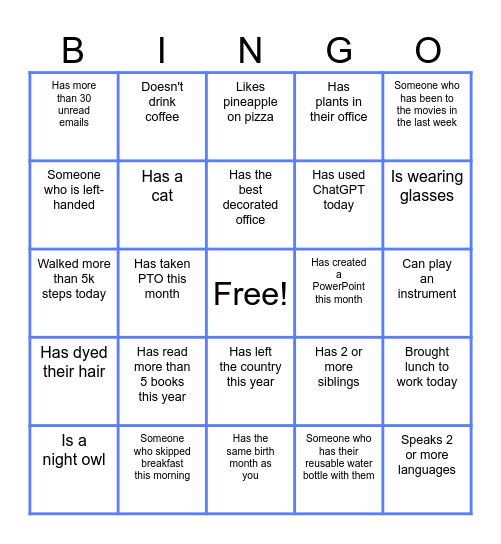 Bellevue HR Bingo Card