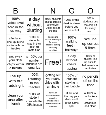 Responsibility Bingo Card