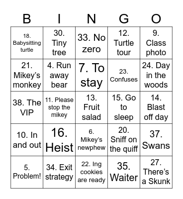 Ninja turtles season 1 Bingo Card