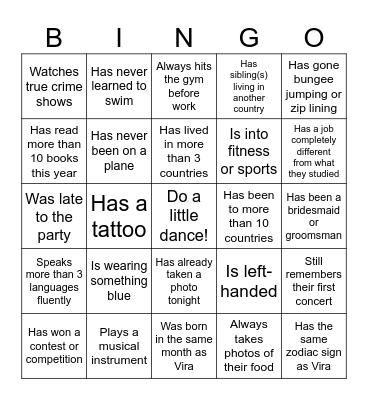 People Bingo Card