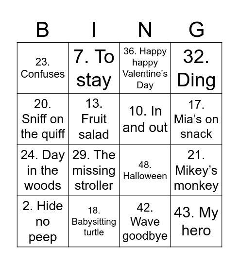 Ninja turtles season 1 Bingo Card