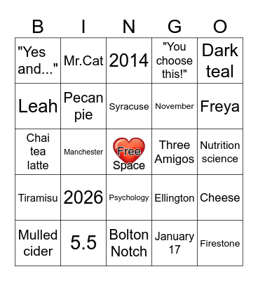 Leah & Dave Bingo Card