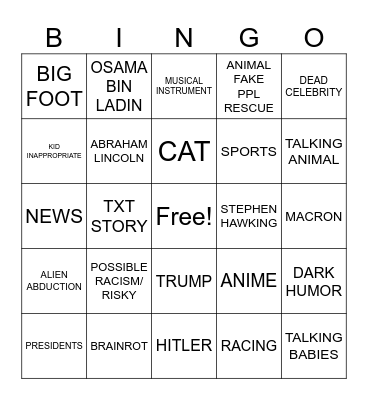 SORA AI Bingo Card
